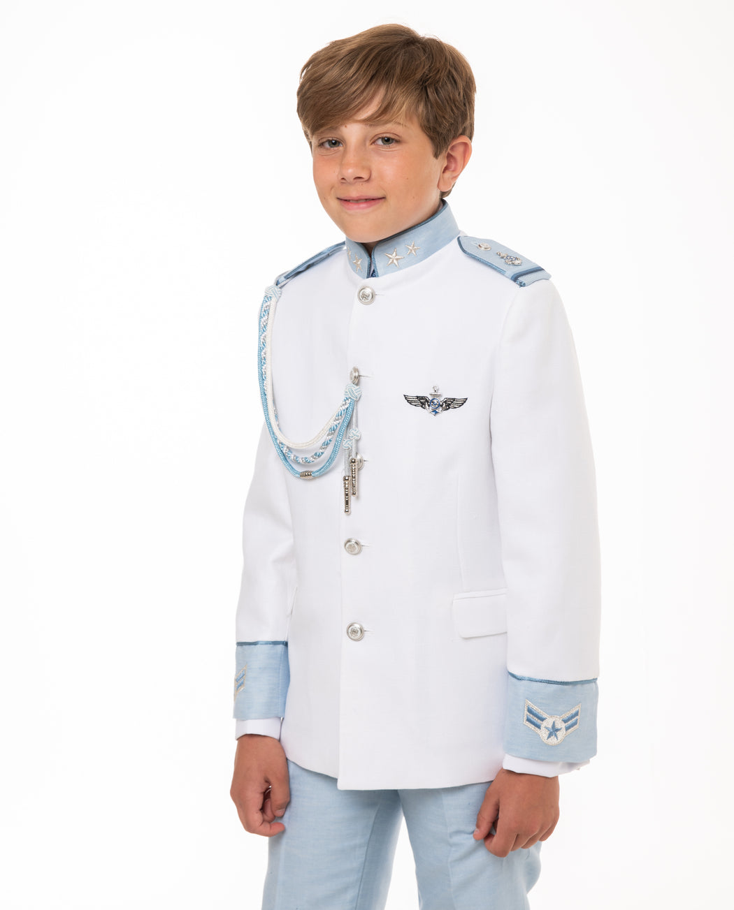 Almirante lino blanco y celeste