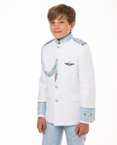 Almirante lino blanco y celeste