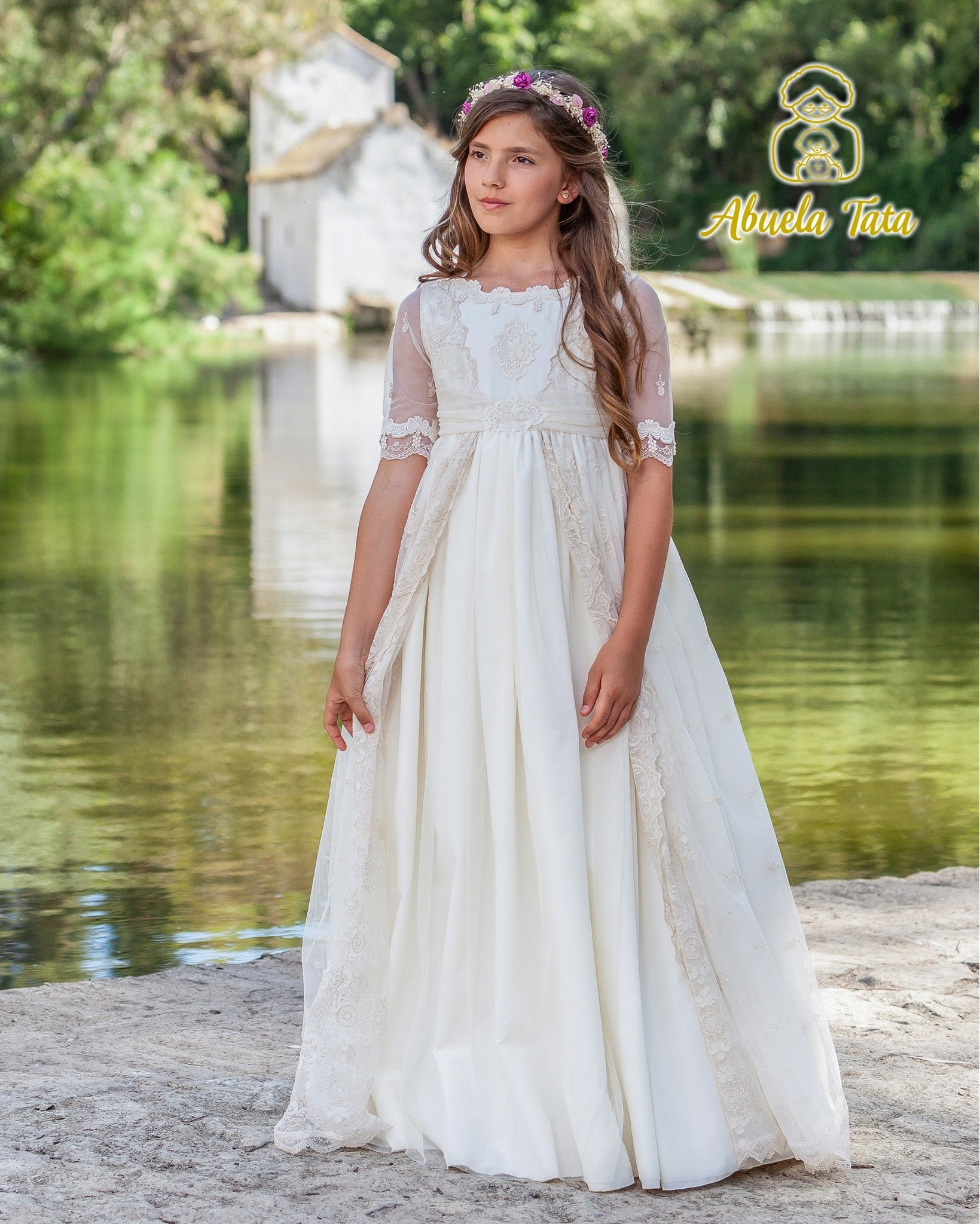 Vestido comunión beig