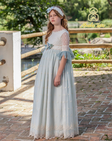 Vestido comunión verde agua