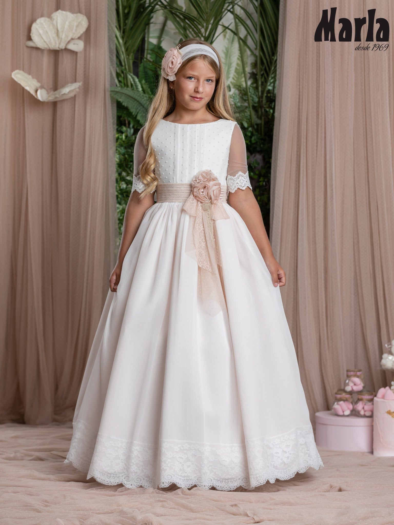 Vestido comunión beig