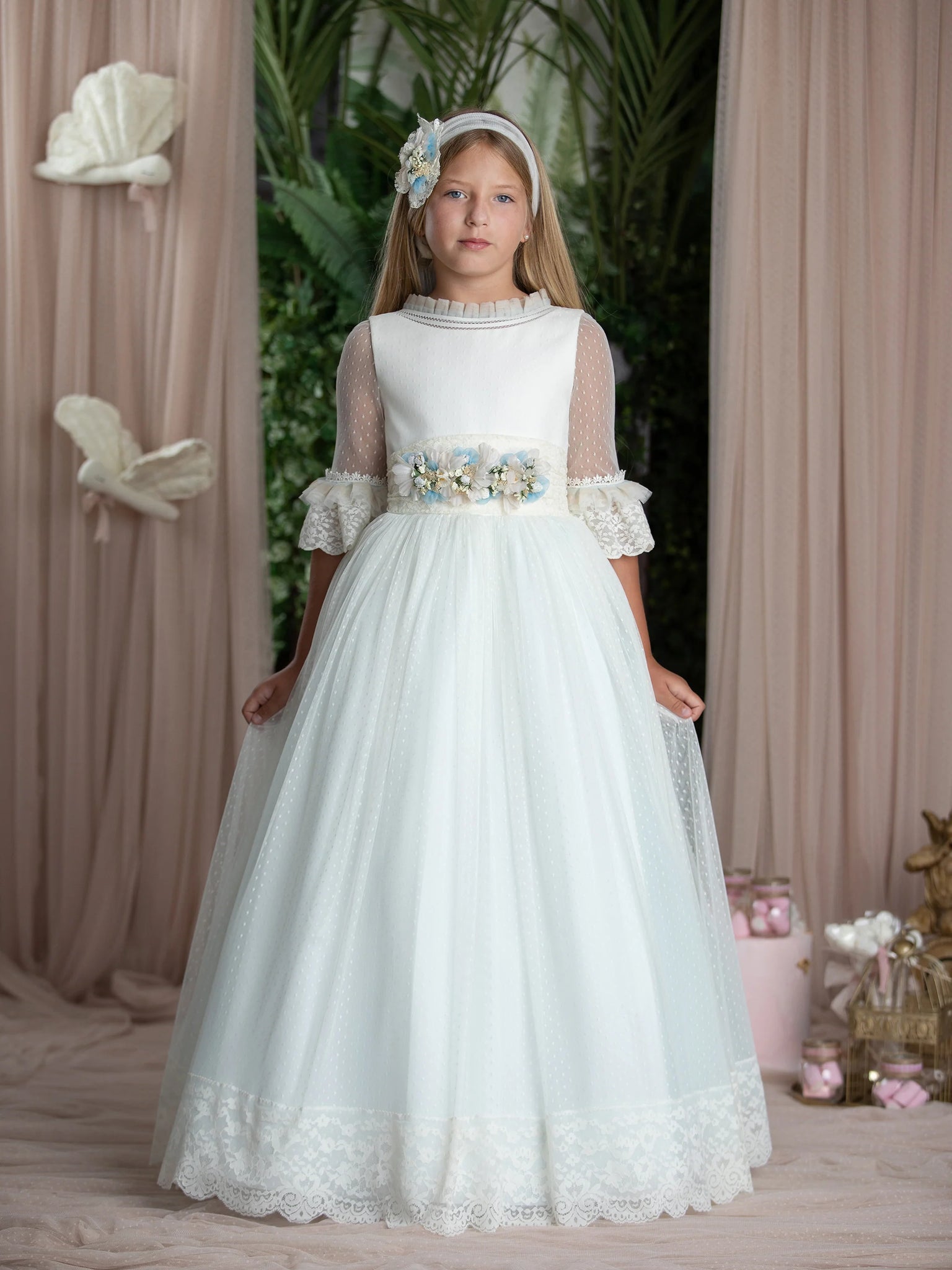 Vestido comunión celeste
